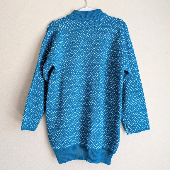 Vintage Handmade Sweater Blue Men's Women's High Neck Size Large - Picture 4 of 12